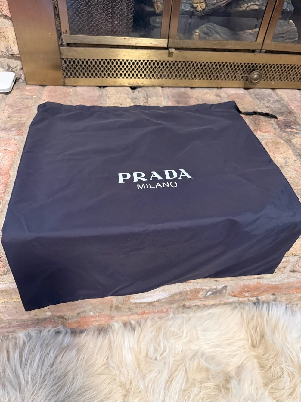 Prada Milano Black Nylon Drawstring Dust Bag